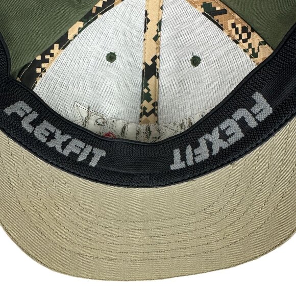 Quiksilver Olive Green Flexfit Hat Mens One Size Fits All Cotton/Spandex Blend - Picture 5 of 15